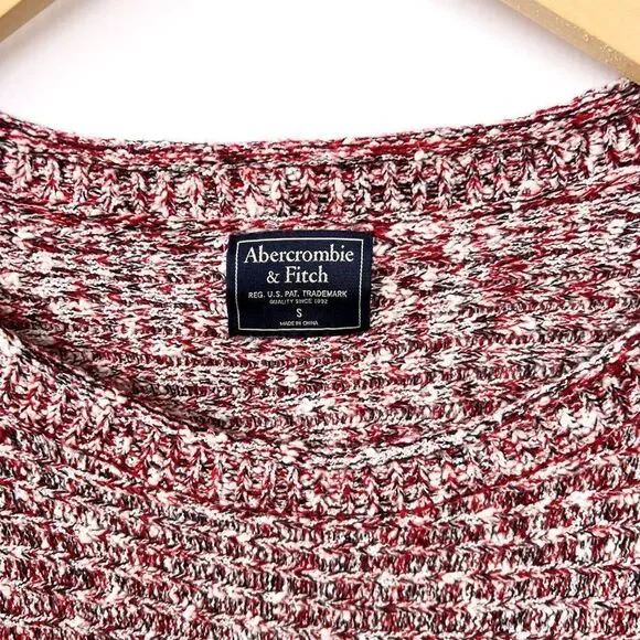 Abercrombie & Fitch Red Black White Marled Long Sleeve Knitted Sweater Small - Picture 3 of 8